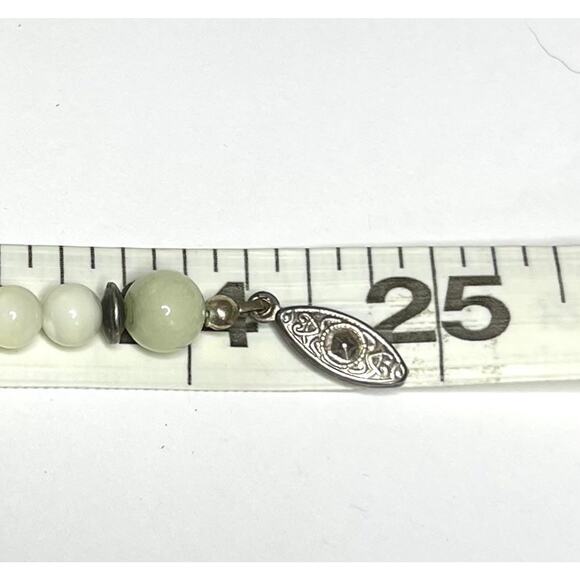 Necklace 24" Genuine Aventurine MOP Shell Jadeite Bead Vtg Estate Jewelry O30 - Picture 4 of 4